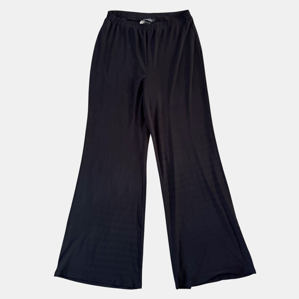 Vintage NueVa Wide Leg Pants 90s Elastic Waist Palazzo Women's 10 Black Flowy